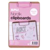 Clipboard APLI Nordik, deska A5, drewniana, z metalowym klipsem, pastelowy różowy
