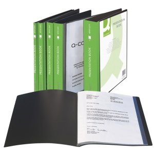 Teczka ofertowa Q-CONNECT z kieszenią opisową, PP, A4, 820mikr., 60 koszulek, czarna