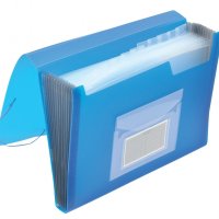 Teczka harm. z gumką Q-CONNECT, PP, A4, 12-przegr., transparentna niebieska