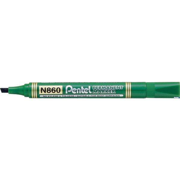 Marker permanentny N860 zielony ścięta końcówka PENTEL