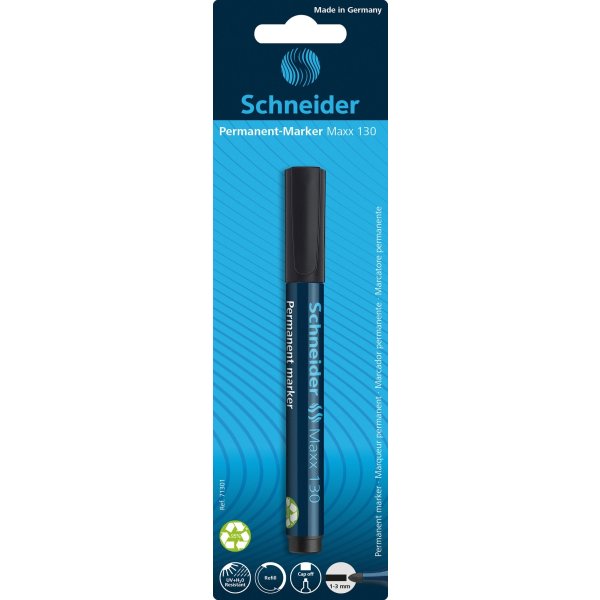 Marker permanentny SCHNEIDER Maxx 130, okrągły, 1-3mm, blister, czarny
