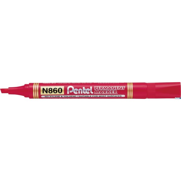 Marker permanentny N860 czerwony ścięta końcówka PENTEL