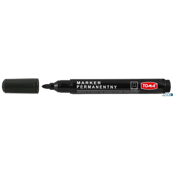 Marker permanentny, końcówka okrągła 1,5mm,  czarny TO-202 Toma
