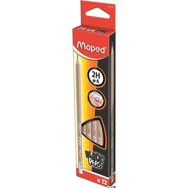 Ołówek drewniany z gumką Blackpeps 2H MAPED 851723