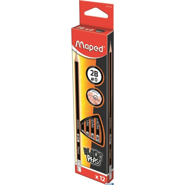 Ołówek drewniany z gumką Blackpeps 2B MAPED 851722