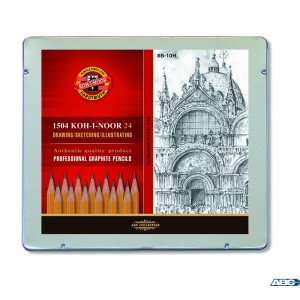 Ołówek grafitowy 8B-10H 1504 / M 24szt.op.metal KOH I NOOR