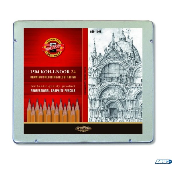Ołówek grafitowy 8B-10H 1504/M 24szt.op.metal KOH I NOOR