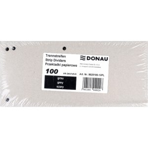 Przekładki DONAU, karton, 1 / 3 A4, 235x105mm, 100szt., szare
