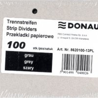 Przekładki DONAU, karton, 1/3 A4, 235x105mm, 100szt., szare