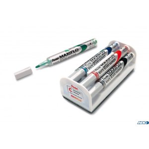Marker do tablic PENTEL MAXIFLO komplet 4szt z gąbką MWL5S-4N suchościeralny