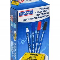 Zestaw 4 markery do tablic DONAU D-Signer B, okrągły, mix kolorów, gąbka gratis