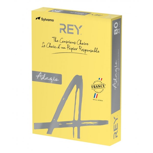 Papier ksero REY ADAGIO, A4, 80gsm, 58 żółty cytrynowy intense *RYADA080X411 R100