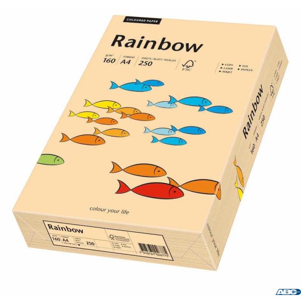 Papier xero A4 160g j.różowy 250a R54 RAINBOW 88042527/23