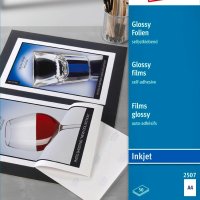 Błyszczące folie samoprzylepne 2507 A4 50 ark. powlekane, grubość 0,2 mm, białe, wysokobłyszczące, Avery Zweckform (X)