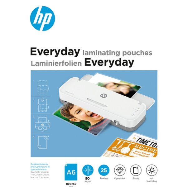 Folie laminacyjne HP EVERYDAY, A6, 80 mic, 25 szt., przezroczyste/połysk