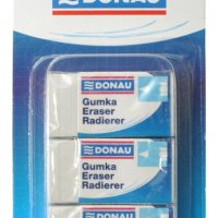Gumka uniwersalna DONAU, 41x21x11mm, blister - 3szt., biała