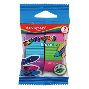 Gumka uniwersalna KEYROAD Elastic Touch, 2szt., zawieszka, mix kolorów