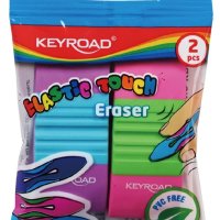 Gumka uniwersalna KEYROAD Elastic Touch, 2szt., zawieszka, mix kolorów