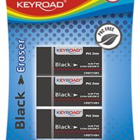 Gumka uniwersalna KEYROAD Black, 3szt., blister, czarna