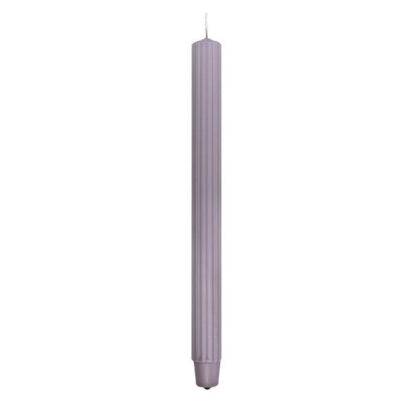 Świeca stołowa długa ryflowana DONAU HOME, 25x300 mm, 4 szt., popielata