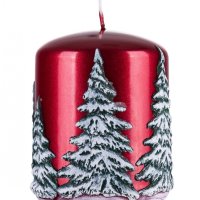 Świeca słupek DONAU HOME Frozen Dreams, 70x90mm, czerwony