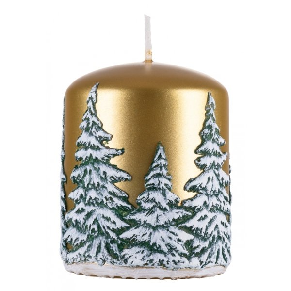 Świeca słupek DONAU HOME Frozen Dreams, 70x90mm, złoty