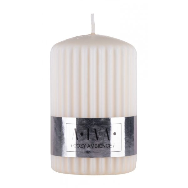 Świeca słupek ryflowana DONAU HOME Alva, 60x90mm, kremowy