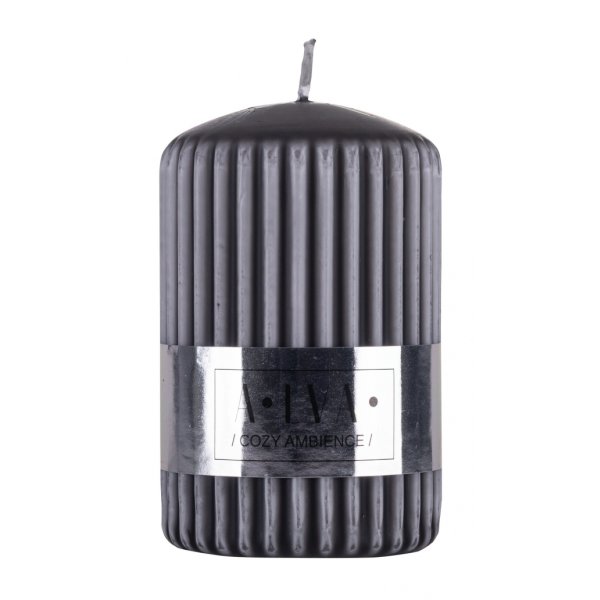 Świeca słupek ryflowana DONAU HOME Alva, 60x90mm, antracyt
