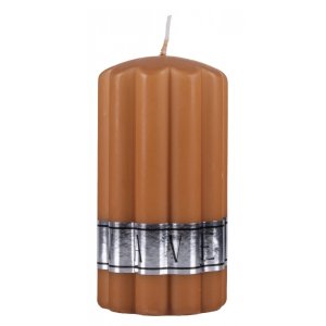 Świeca słupek ryflowana DONAU HOME Wave, 70x130mm, karmelowy