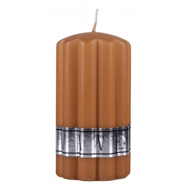 Świeca słupek ryflowana DONAU HOME Wave, 70x130mm, karmelowy