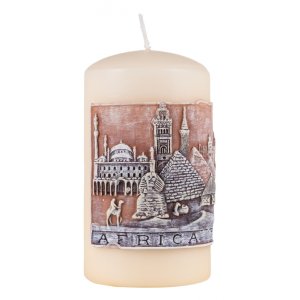 Świeca słupek DONAU HOME Africa Travel, 80x150mm, kremowy