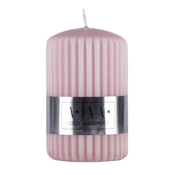 Świeca słupek ryflowana DONAU HOME Alva, 60x90mm, brudny róż