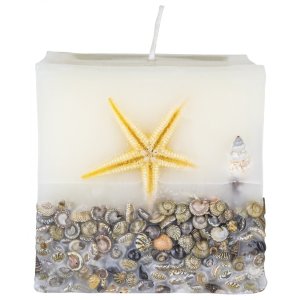 Świeca kwadrat DONAU HOME Brezza, 90x90mm, morska bryza, biały