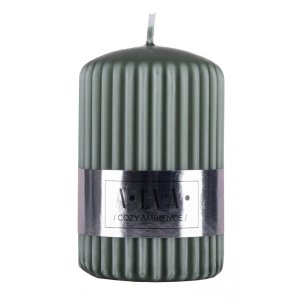 Świeca słupek ryflowana DONAU HOME Alva, 60x90mm, zielony
