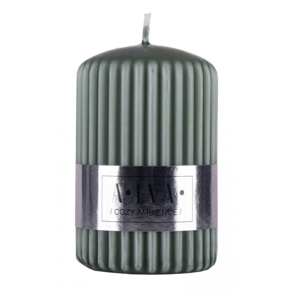 Świeca słupek ryflowana DONAU HOME Alva, 60x90mm, zielony