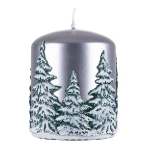 Świeca słupek DONAU HOME Frozen Dreams, 70x90mm, srebrny