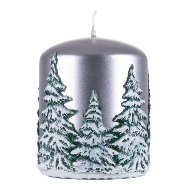 Świeca słupek DONAU HOME Frozen Dreams, 70x90mm, srebrny