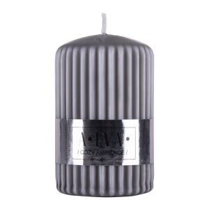 Świeca słupek ryflowana DONAU HOME Alva, 60x90mm, szary