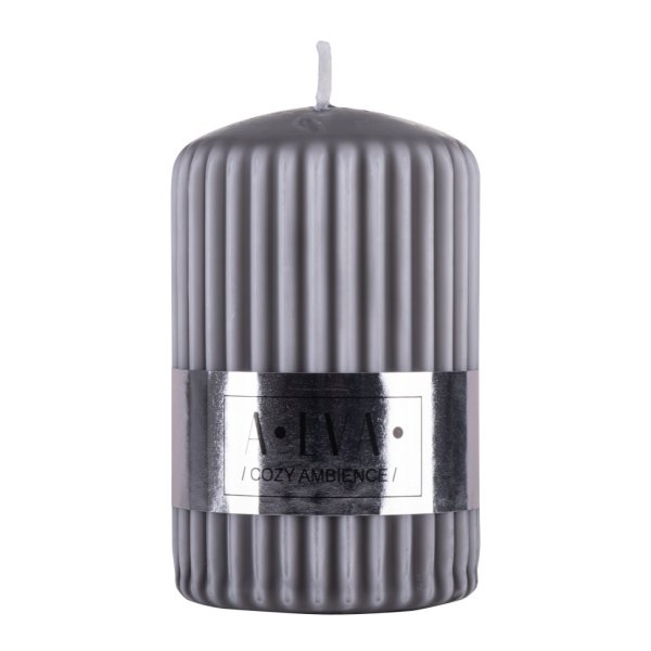 Świeca słupek ryflowana DONAU HOME Alva, 60x90mm, szary