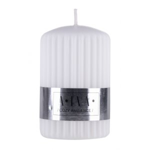 Świeca słupek ryflowana DONAU HOME Alva, 60x90mm, biały