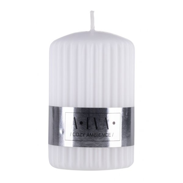 Świeca słupek ryflowana DONAU HOME Alva, 60x90mm, biały