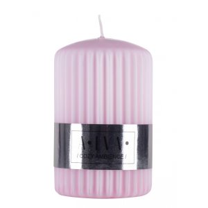 Świeca słupek ryflowana DONAU HOME Alva, 60x90mm, różowy
