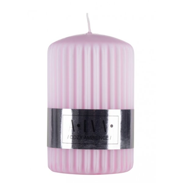Świeca słupek ryflowana DONAU HOME Alva, 60x90mm, różowy