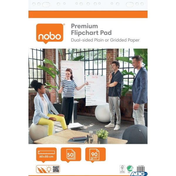 Blok Nobo Premium do flipcharta w rolce, 60x85cm, 50 kartek 90g.(gładkie/w kratkę)