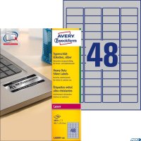 Etykiety znamionowe L6009-100 45,7x21,2 100 ark. srebrne, poliestrowe, Avery Zweckform