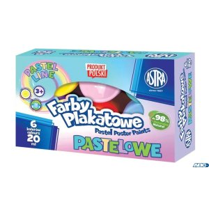 Farby plakatowe pastelowe Astra 6 kolorów - 20 ml, 301121001