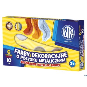 Farby dekoracyjne Astra o połysku metalicznym 6 kolorów - 10 ml, 83411900