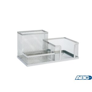 Przybornik na biurko DOTTS siatka srebrny 205x103x98mm