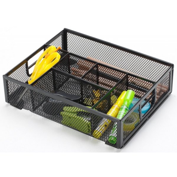 Organizer na biurko Q-CONNECT Office Set, metalowy, boczny, 6 komór, czarny