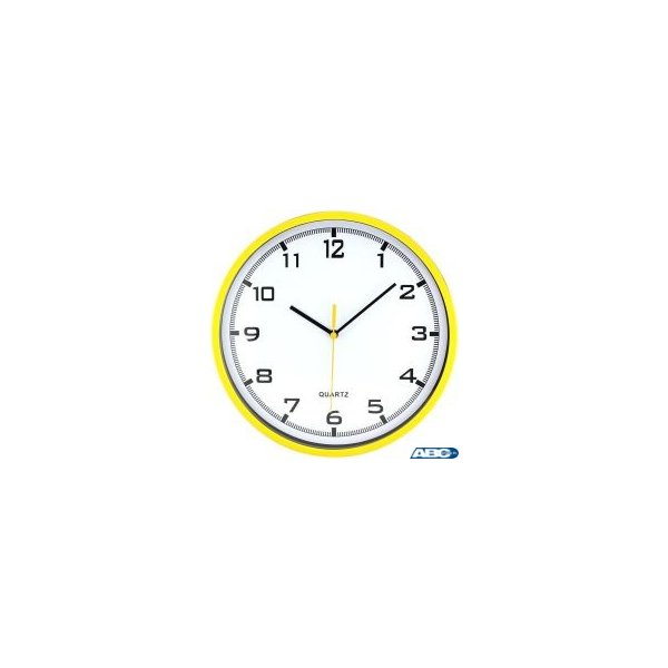 Zegar ścienny plastikowy 25,5 cm, żółty z białą tarczą MPM E01.2478.10.A